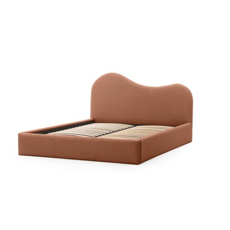 Łóżko tapicerowane 160x200 cm miedziane bouclé Vibo