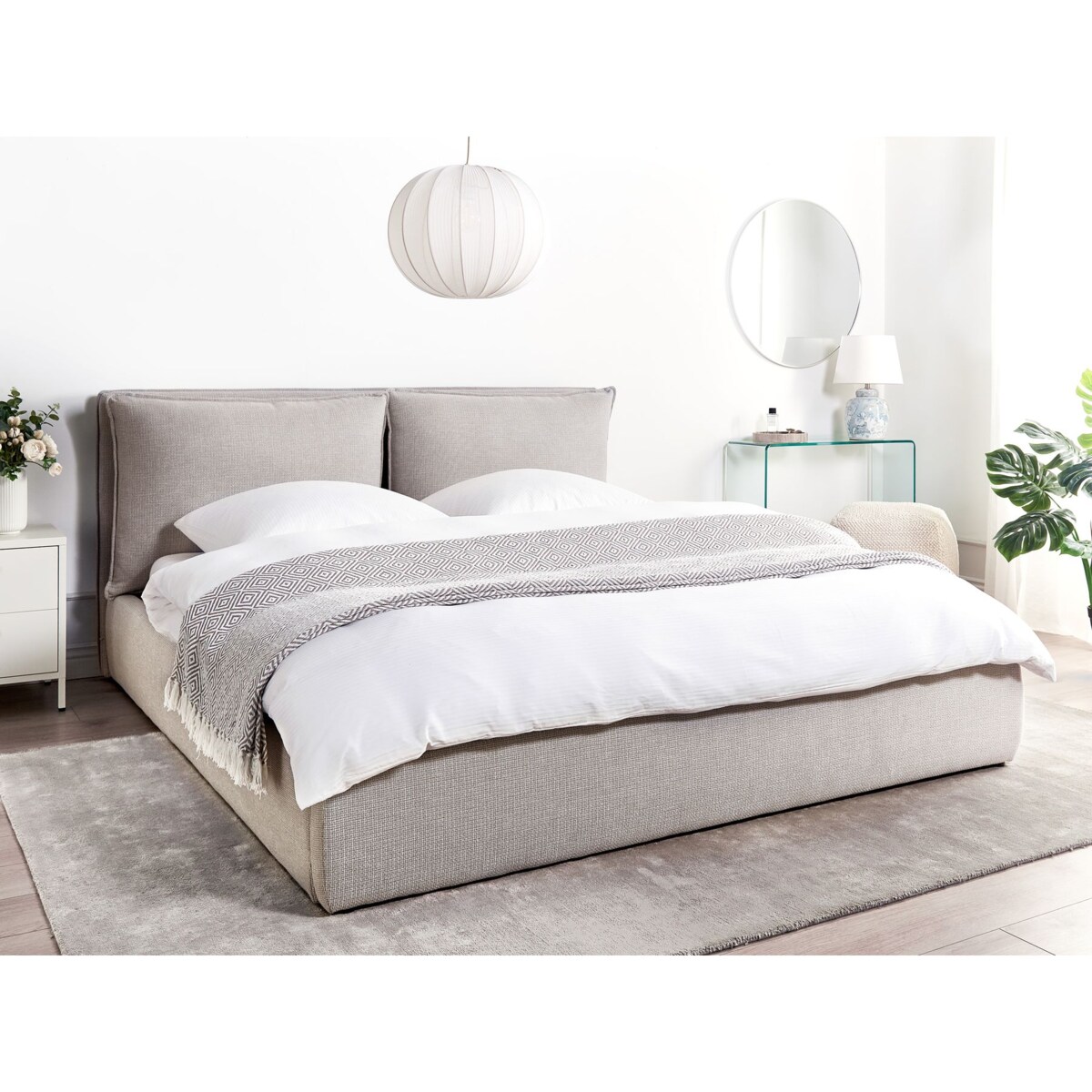 Łóżko z pojemnikiem BAJONNA 180 x 200 cm Jasnoszary