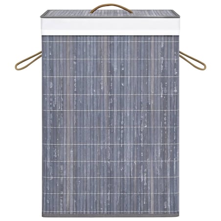 vidaXL Bambusowy kosz na pranie z pojedynczą przegrodą, szary