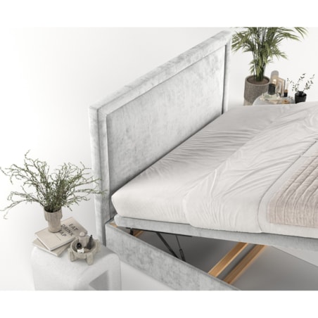 Łóżko tapicerowane SALMA 140x200 z pojemnikiem, Jasny Szary, tkanina Lotta 06