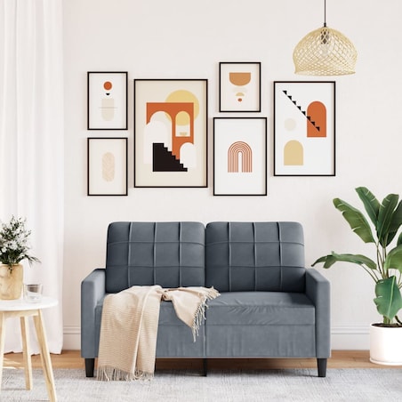 vidaXL Sofa 2-osobowa, ciemnoszary, 120 cm, tapicerowana aksamitem