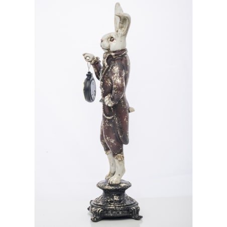 Dekoracja - królik 43x13x10 cm CONIGLIO na podwyższeniu z zegarkiem