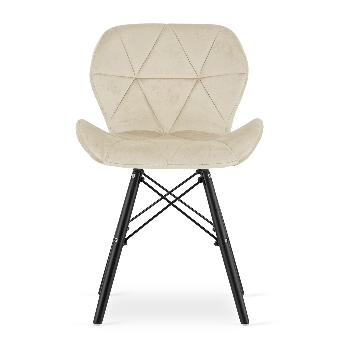 Krzesło Lago Ekoskóra ergonomiczne nowoczesny design - Beż / Nogi Czarne