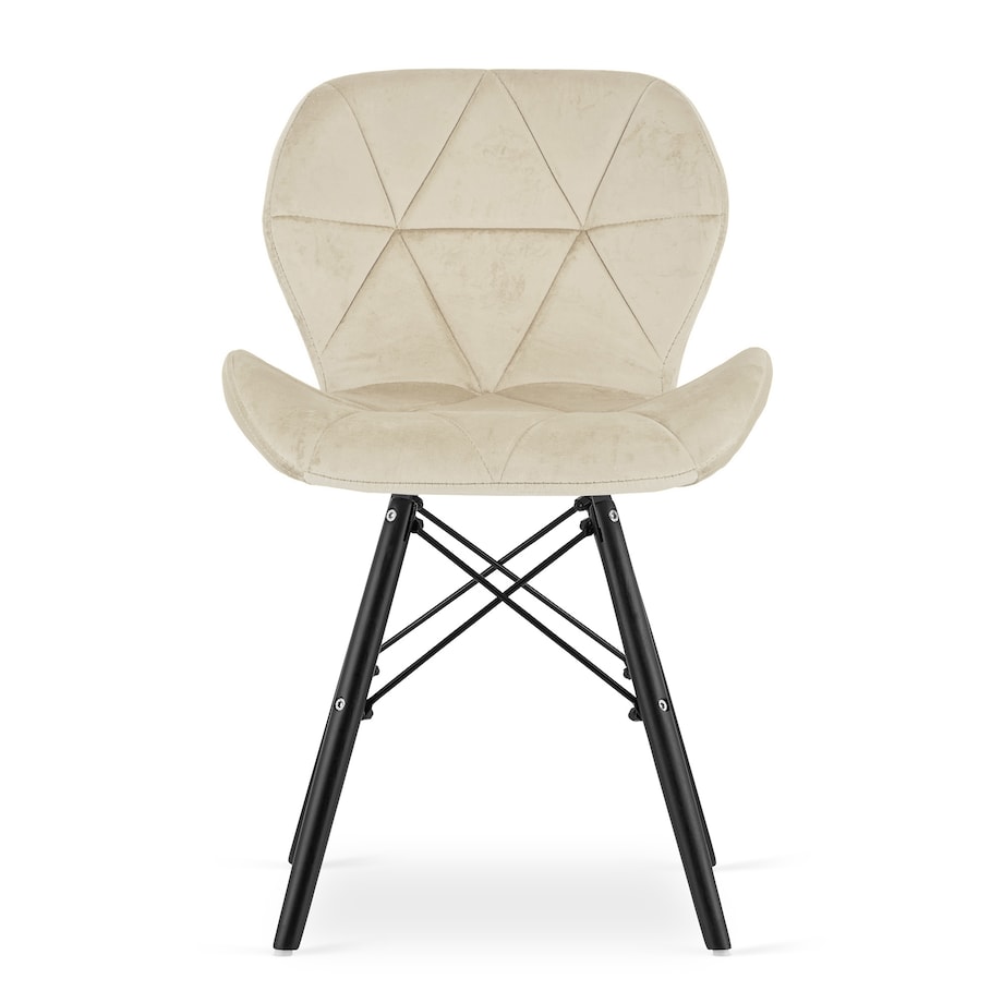 Krzesło Lago Ekoskóra ergonomiczne nowoczesny design - Beż / Nogi Czarne