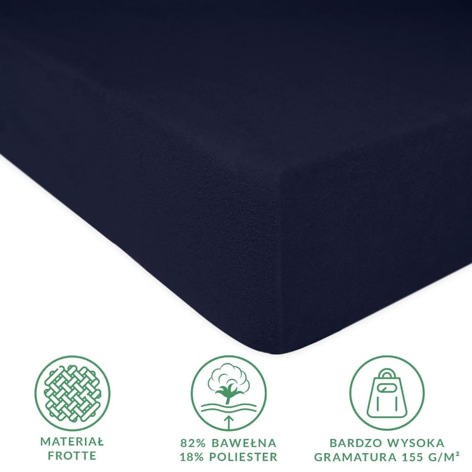Prześcieradło frotte z gumką 120x200 kolor ciemny granat