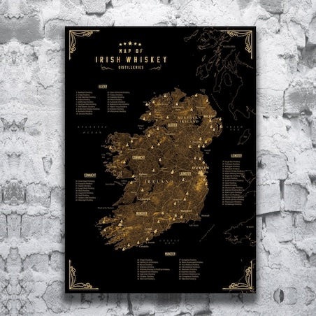plakat IRLANDZKA WHISKEY regiony destylarnie 40x50cm