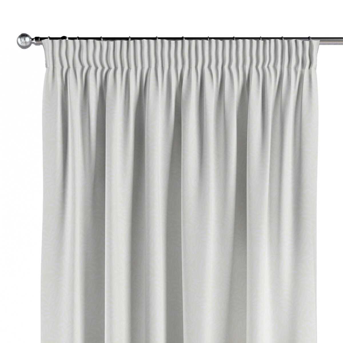 Zasłona na taśmie marszczącej 1 szt. 130x260 śmietankowa biel, listki