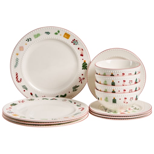 Zastawa stołowa 12-częściowa SAFFRON Porcelana Biały
