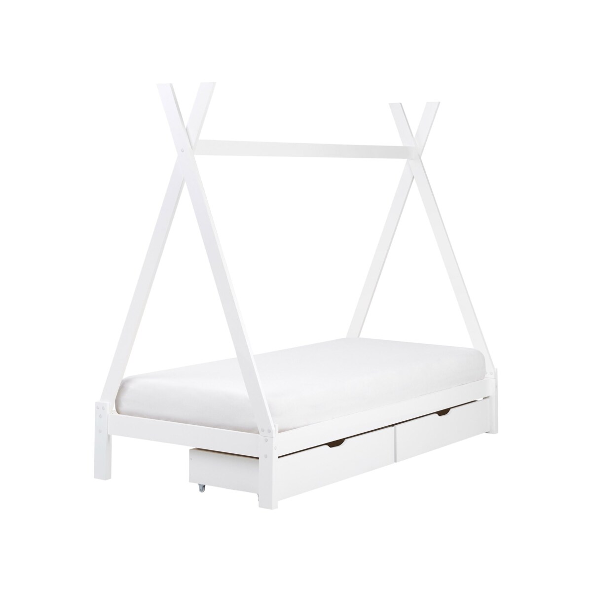 Łóżko z szufladami Drewno sosnowe DEVAY 90 x 200 cm Biały