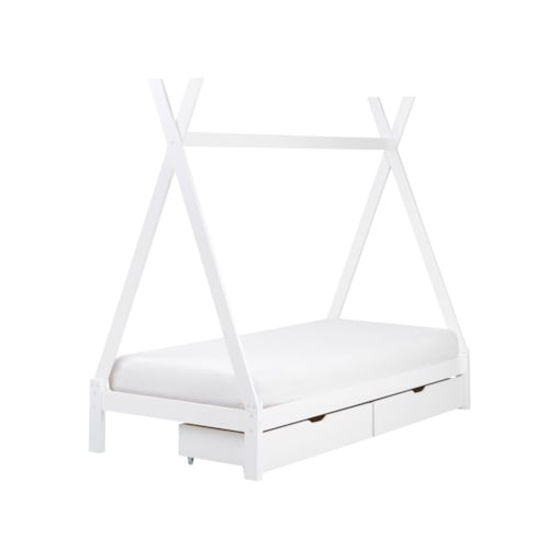 Łóżko z szufladami Drewno sosnowe DEVAY 90 x 200 cm Biały