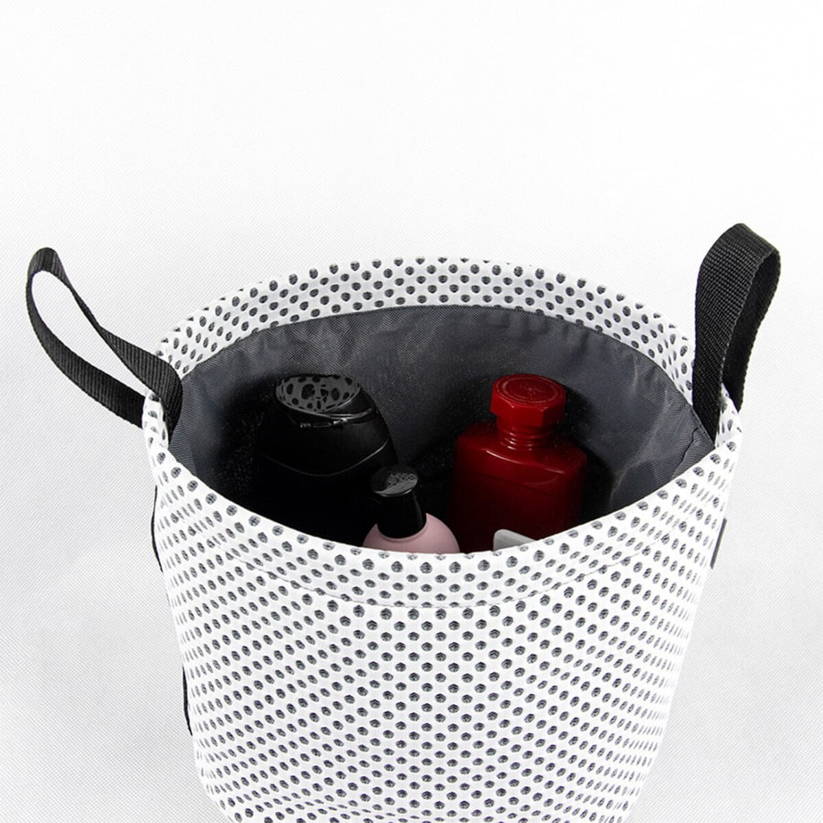 Kosz łazienkowy okrągły w kropki 26x25 cm z podszewką