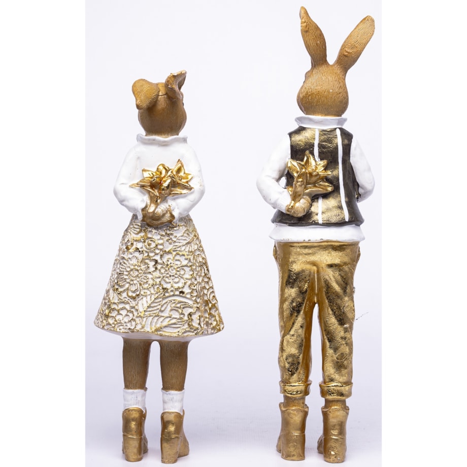 Dekoracja - para królików 24x8,5x7,5 i 28x8x6,5 cm GIOVANI