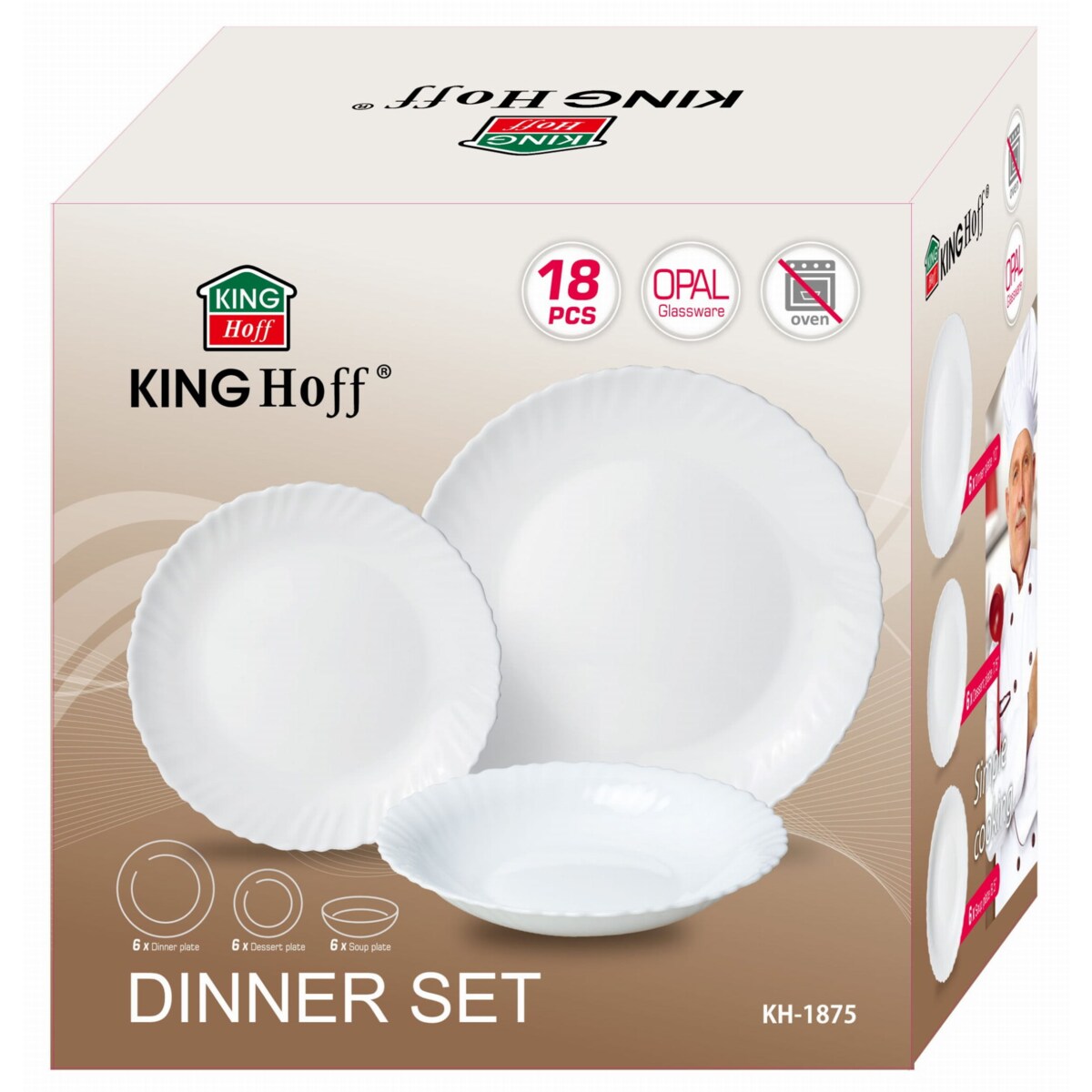 Zastawa stołowa Serwis Komplet talerzy 18 elementów na 6 osób KINGHOFF