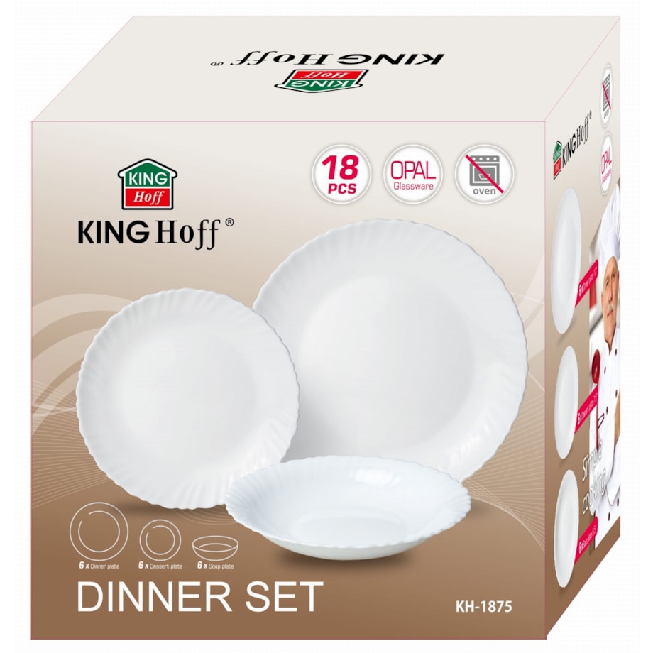 Zastawa stołowa Serwis Komplet talerzy 18 elementów na 6 osób KINGHOFF