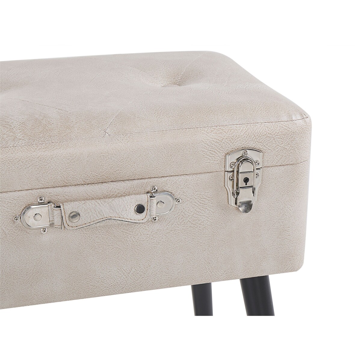 Stołek ze schowkiem ekoskóra beżowy MALLARD