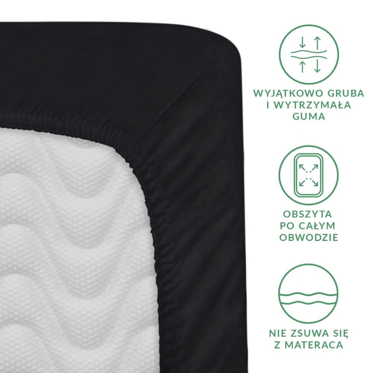 Prześcieradło satynowe z gumką 200x220 kolor Czarny