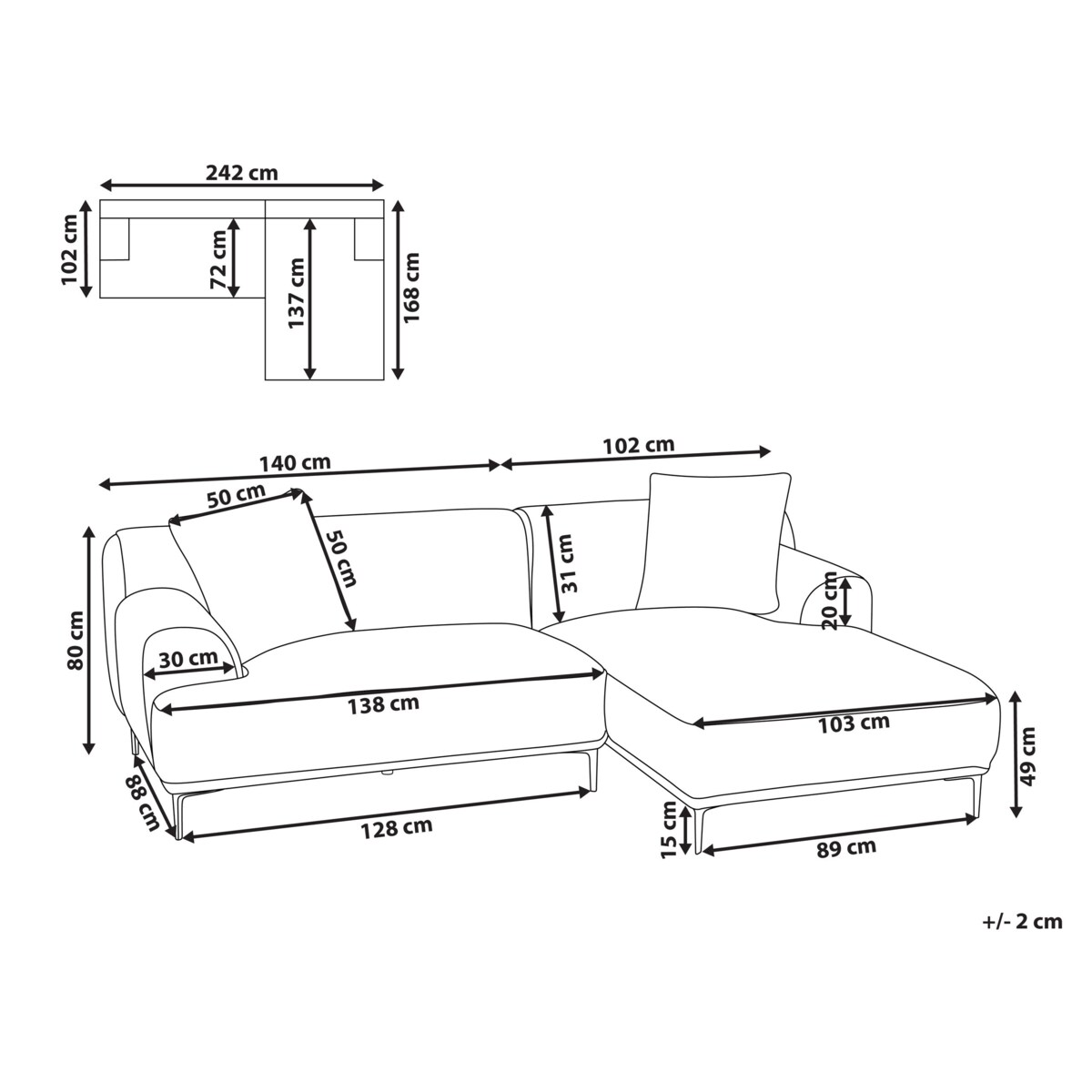 Narożnik lewostronny sztruksowy złamana biel STENUM