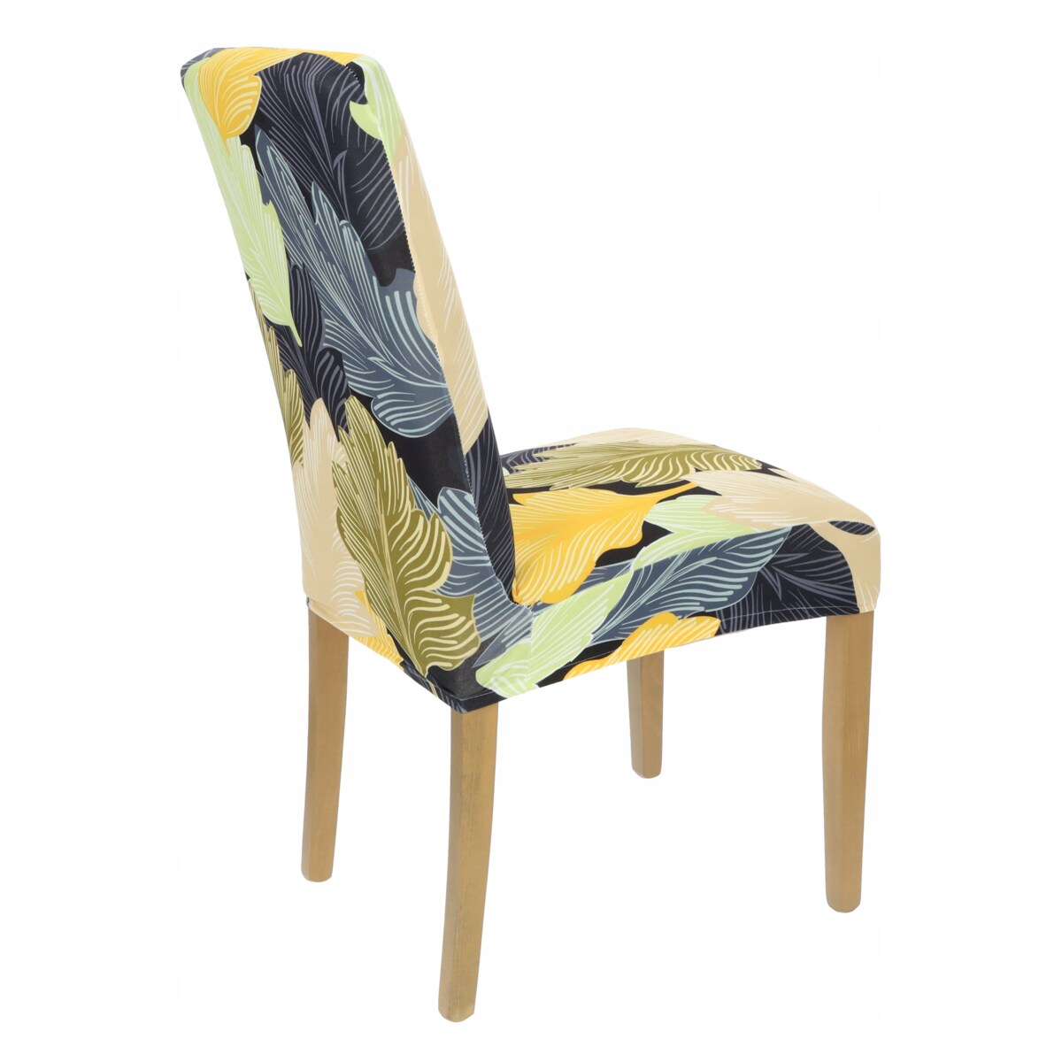 POKROWIEC NA KRZESŁO BEŻOWE ŻÓŁTE LIŚCIE WZORY ELASTYCZNY [21CA]