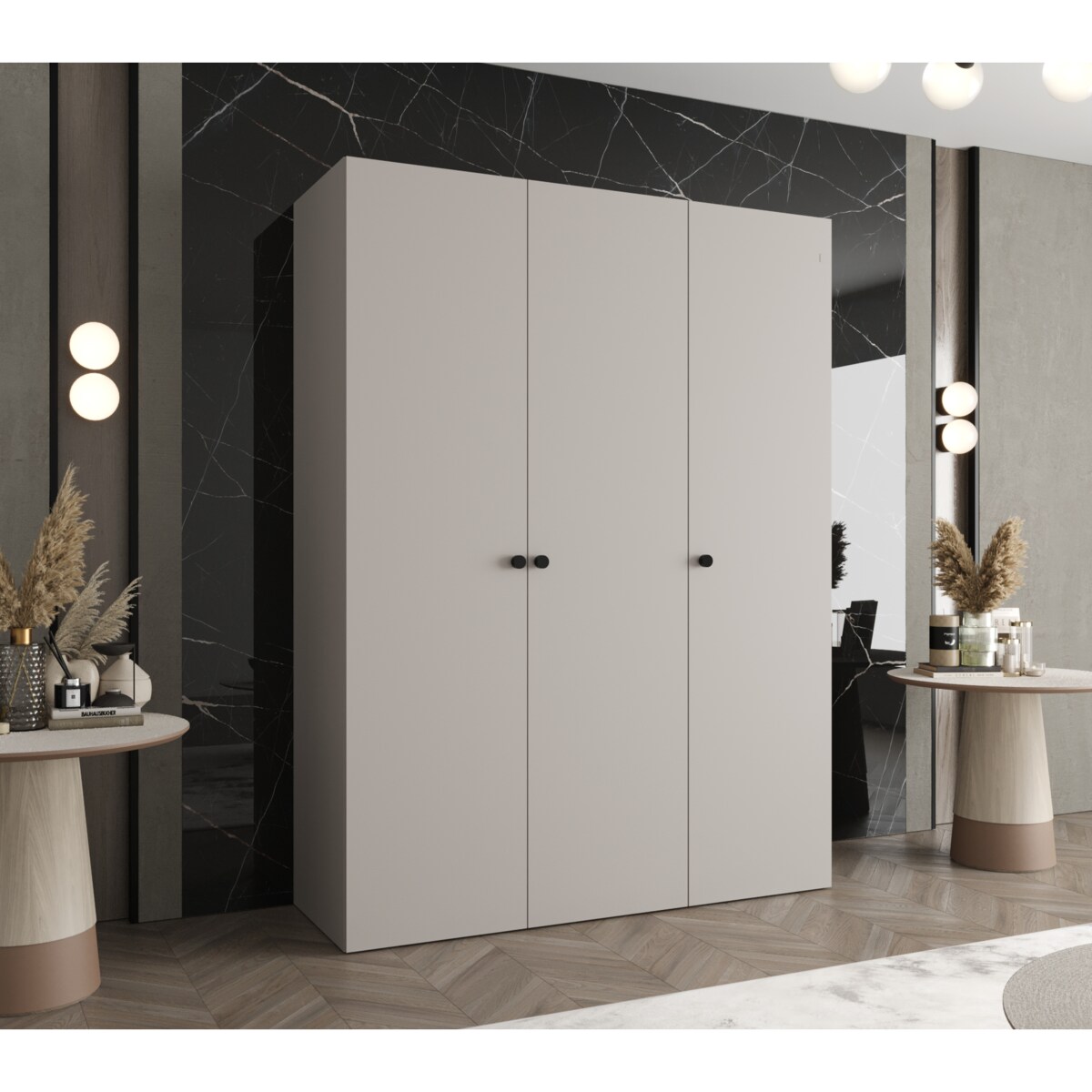 Szafa uchylna otwierana PARMA 1 150 wys. 202 cm Kaszmir + u. Czarny