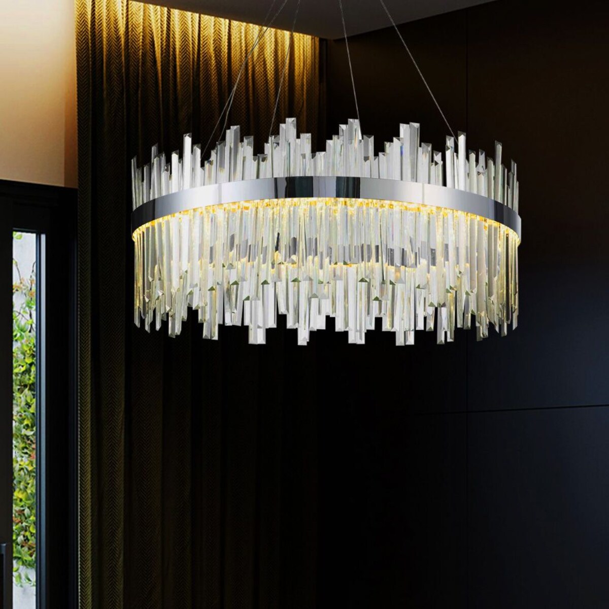 Lampa sufitowa wisząca kryształowa LED APP1516-CP60 chome