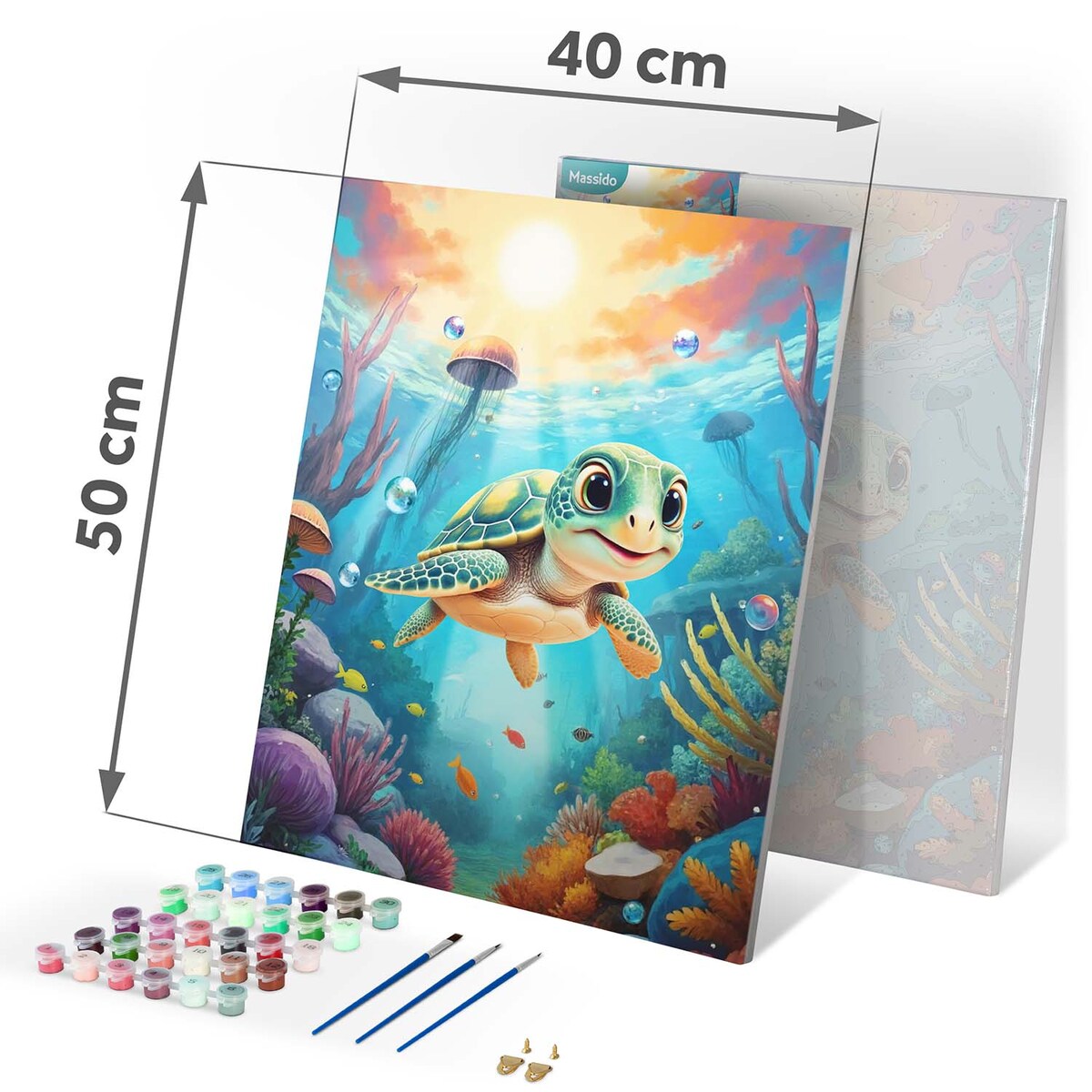 Malowanie po numerach obraz z ramą 40x50 Żółwik Massido