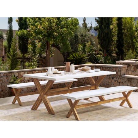 Ławka ogrodowa OLBIA 200 cm Beton Biały