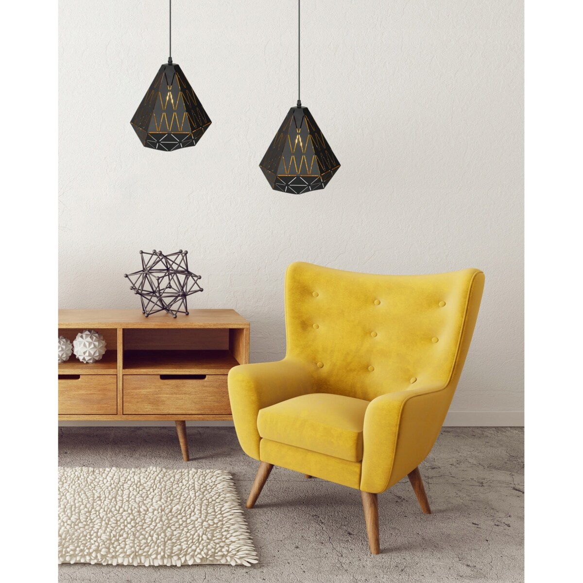 Lampa Sufitowa Wisząca Geometryczna Loft Czarna