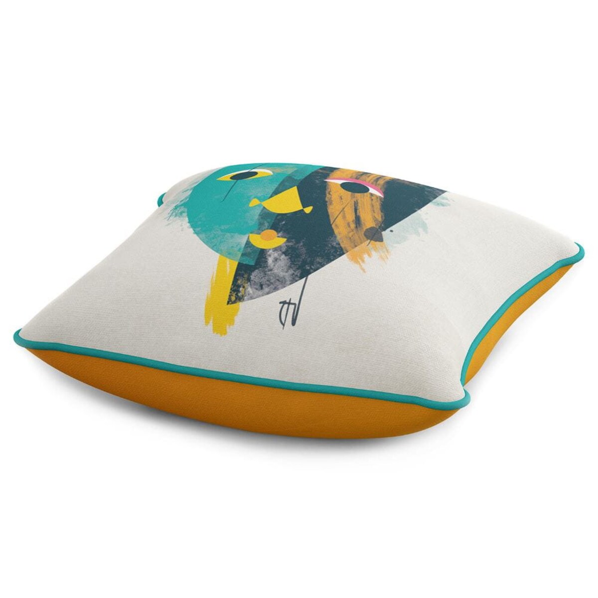 Poszewka dekoracyjna 43x43 kolorowa, artystyczna twarz