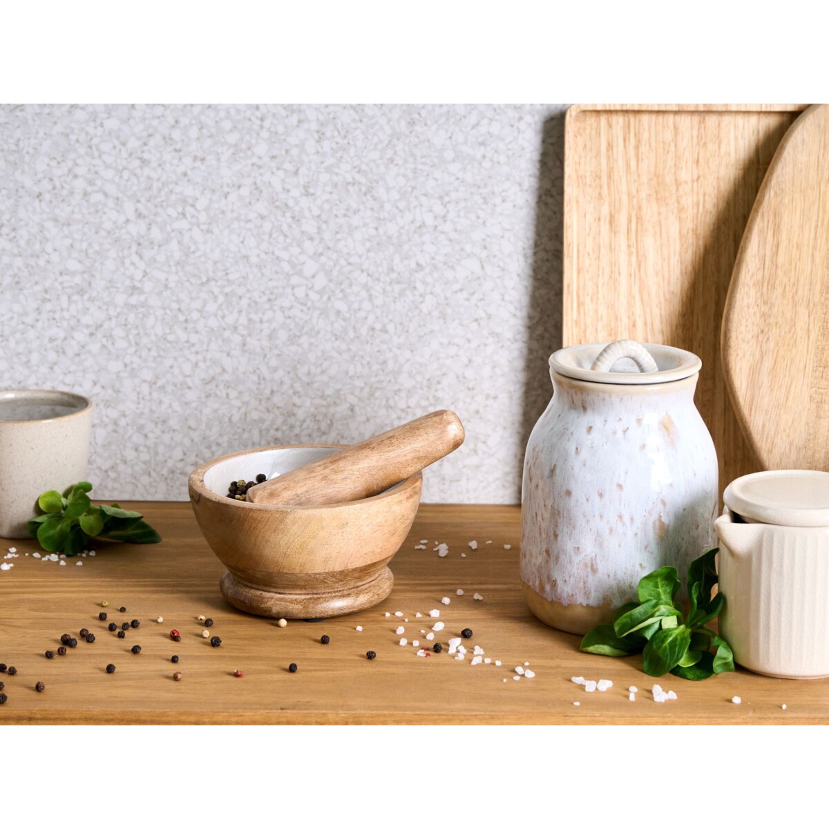 Moździerz z tłuczkiem BANHA Drewno mango Brązowy/ biały