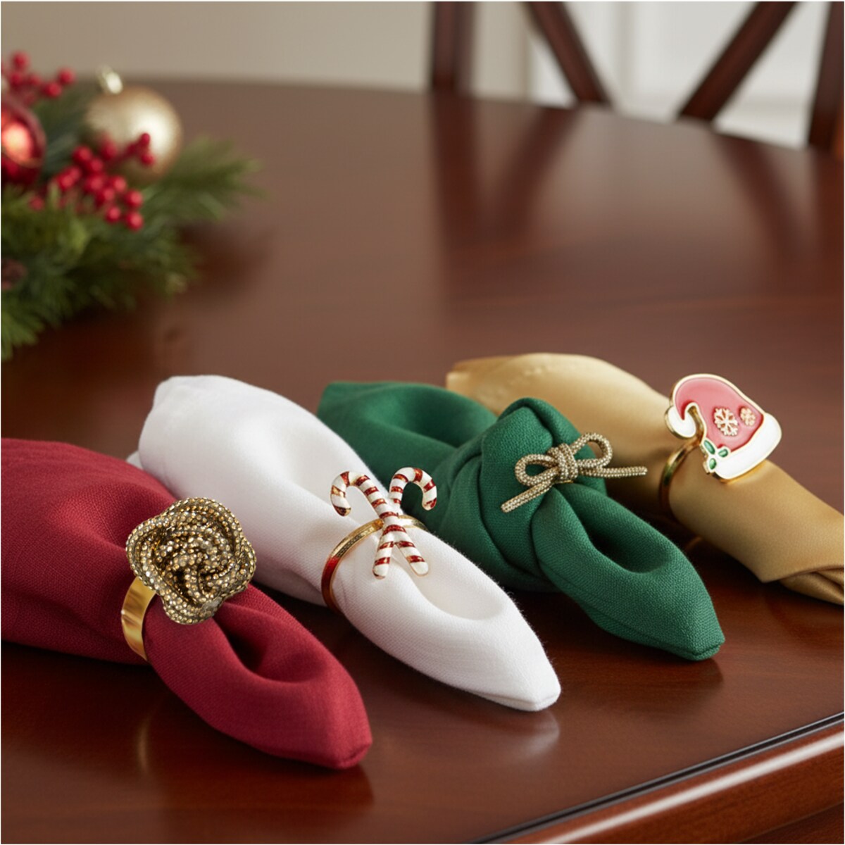 Obrączki Na Serwetki Klamry Pierścienie Do Serwetek Zestaw 4 Szt Wzór Supełek