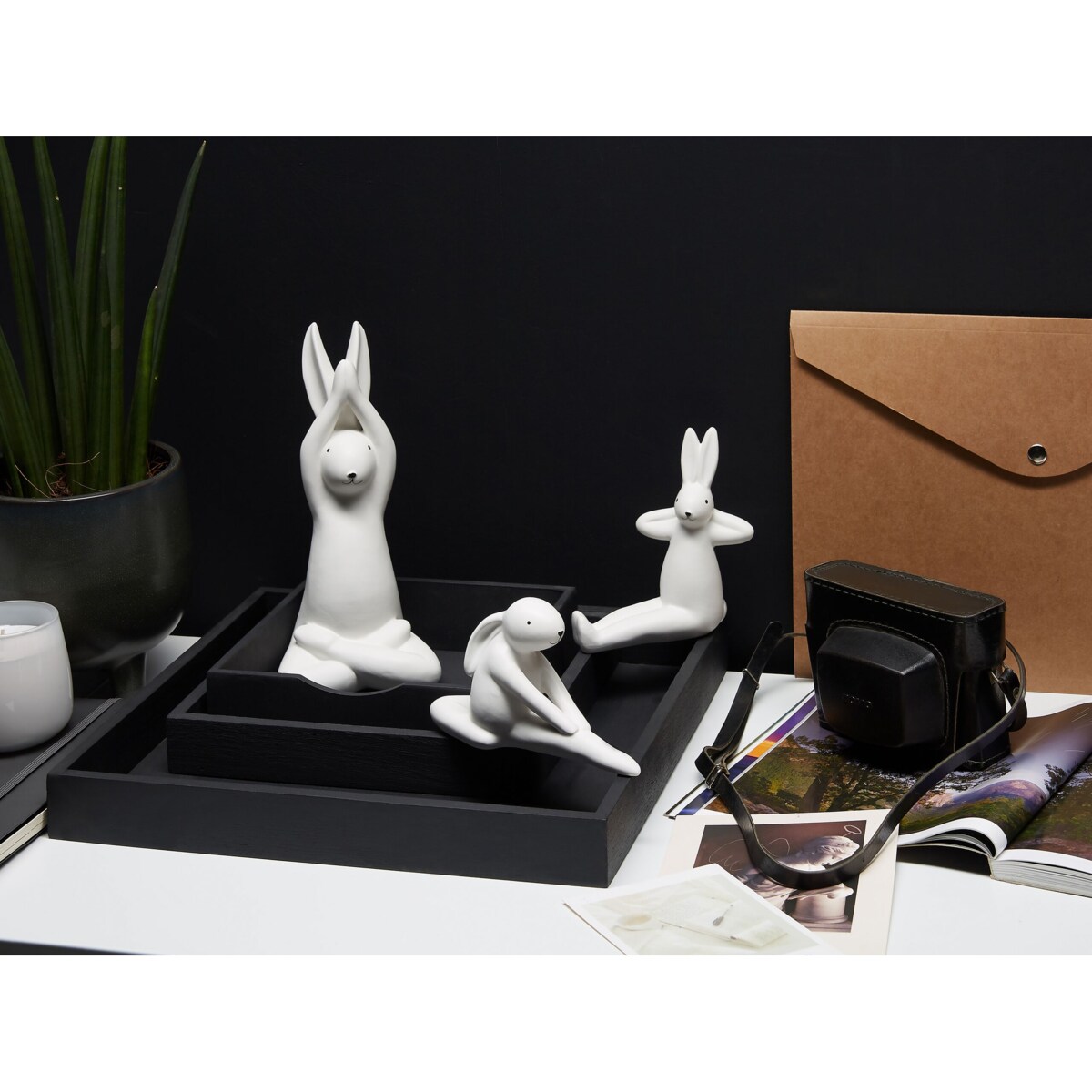 Zestaw 3 figurek dekoracyjnych zając biały BREST