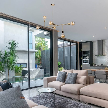 Loftowa lampa wisząca DADIM metalowe pręty stick nad stół mosiężne