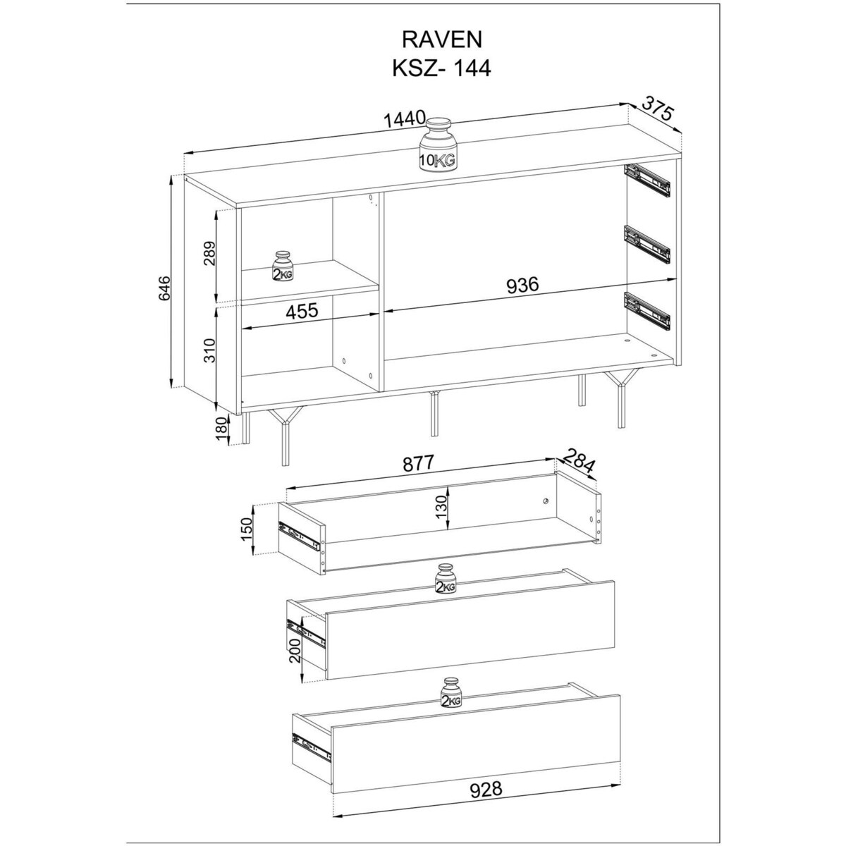 Komoda Navara 1 drzwi i 3 szuflady