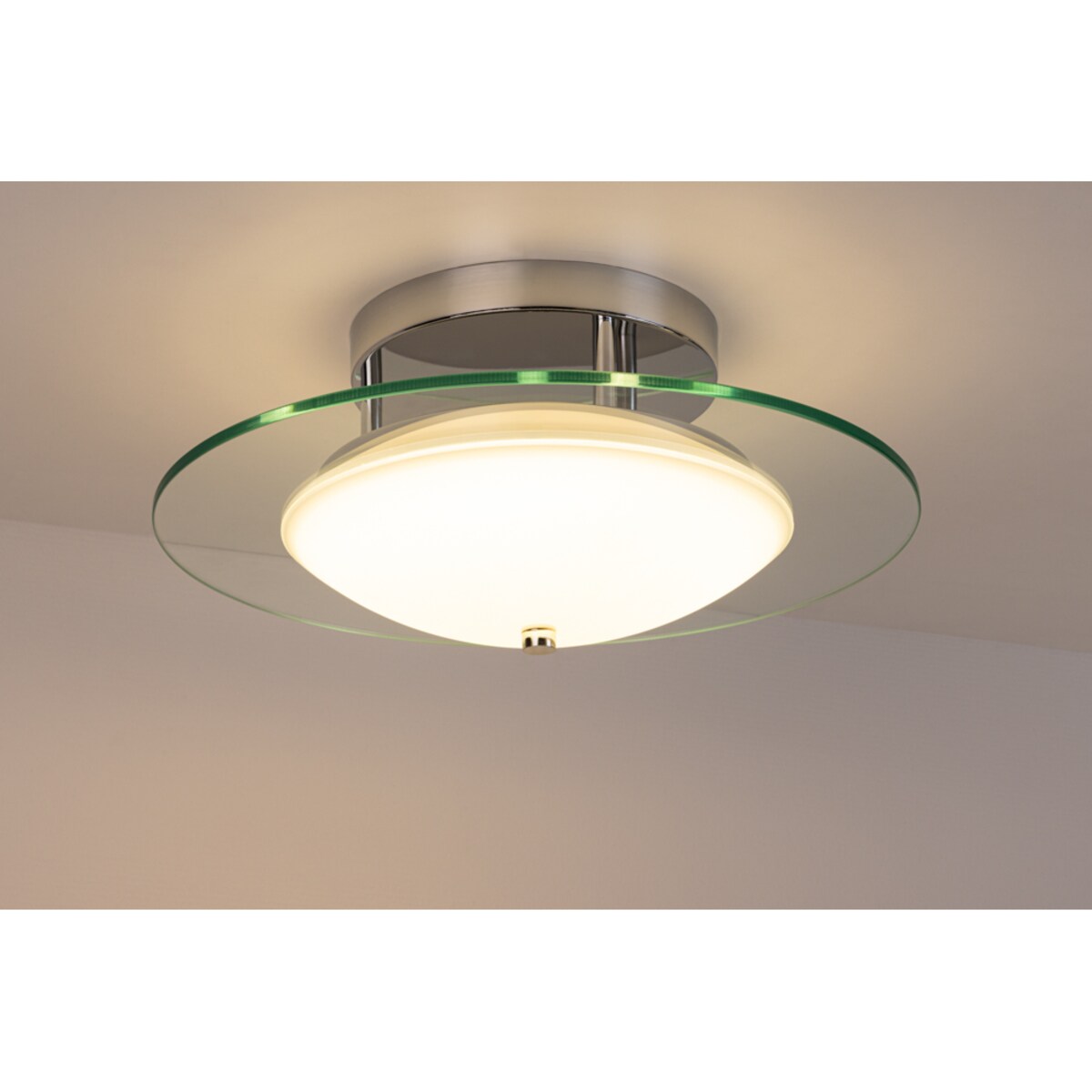 Lampa Sufitowa BRITOP Lighting 1xLED 22W Połączenie Chromu z Transparentnym Szkłem, Polski Producent, 1 szt.
