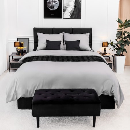 Komplet pościeli 160x200 satyna bawełniana szara PAN MATERAC