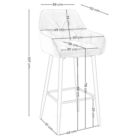 Hoker tapicerowany welurowy do salonu jadalni barowy glamour SIENA