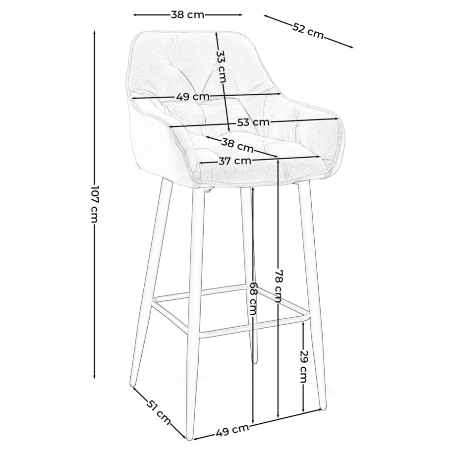 Hoker tapicerowany welurowy do salonu jadalni barowy glamour SIENA