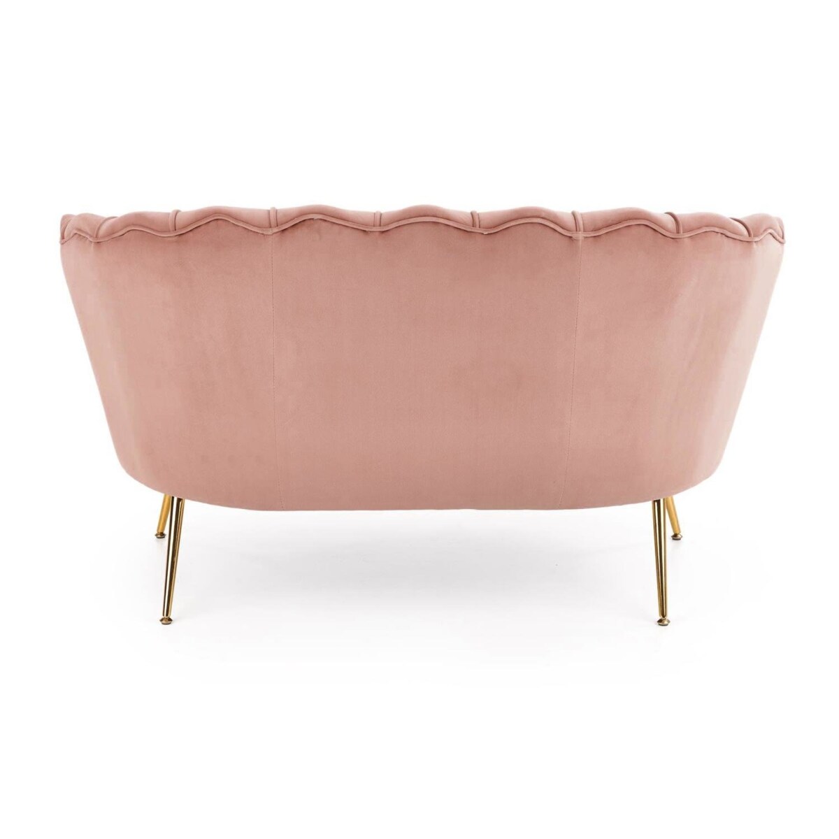 SOFA MUSZELKA Florecja różowa AKSAMITNA TAPICERKA złote nogi