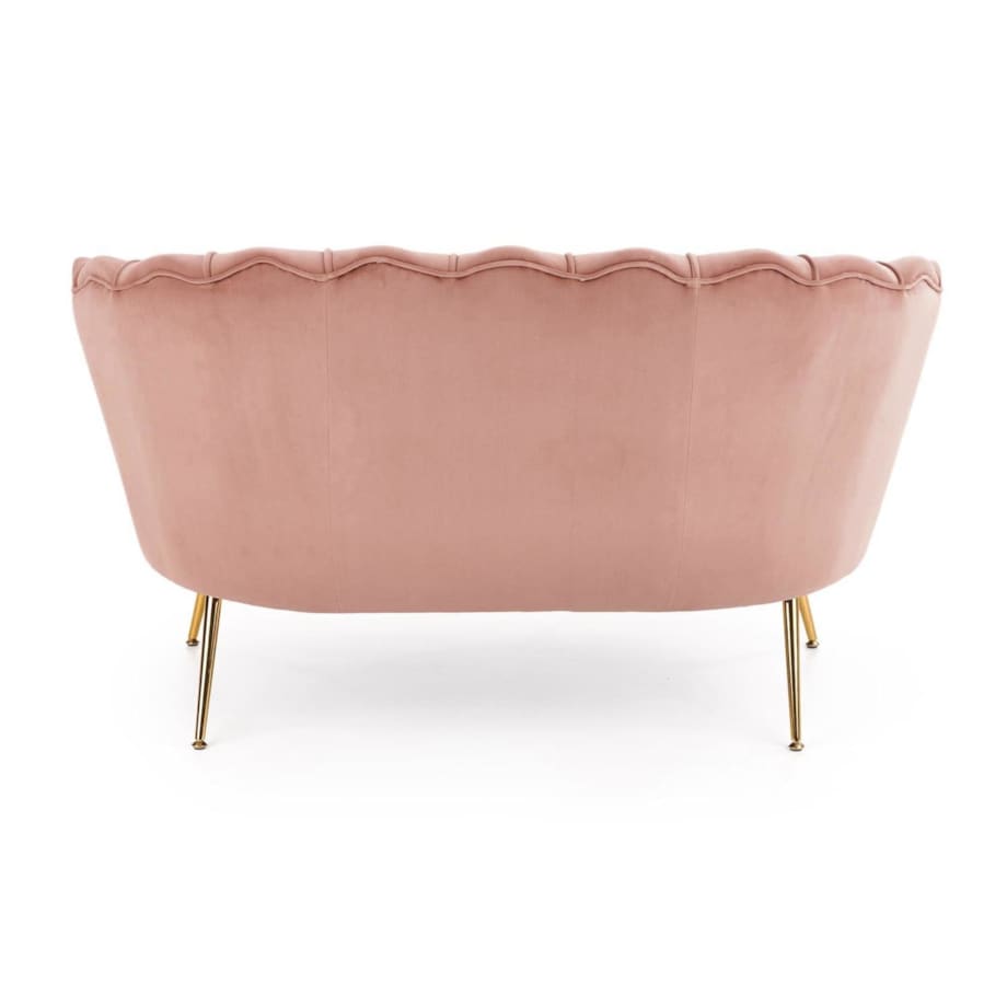 SOFA MUSZELKA Florecja różowa AKSAMITNA TAPICERKA złote nogi