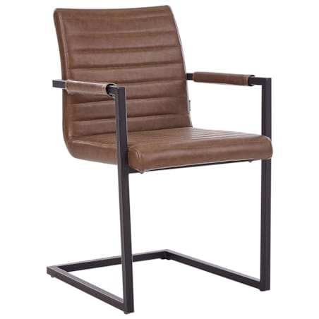 Krzesło konsolowe Zestaw 2 Skóra ekologiczna Brązowy BUFORD