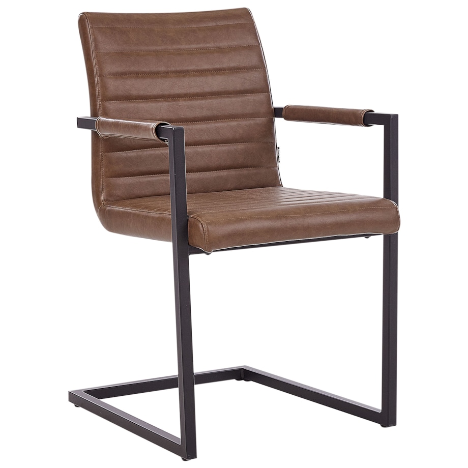 Krzesło konsolowe Zestaw 2 Skóra ekologiczna Brązowy BUFORD