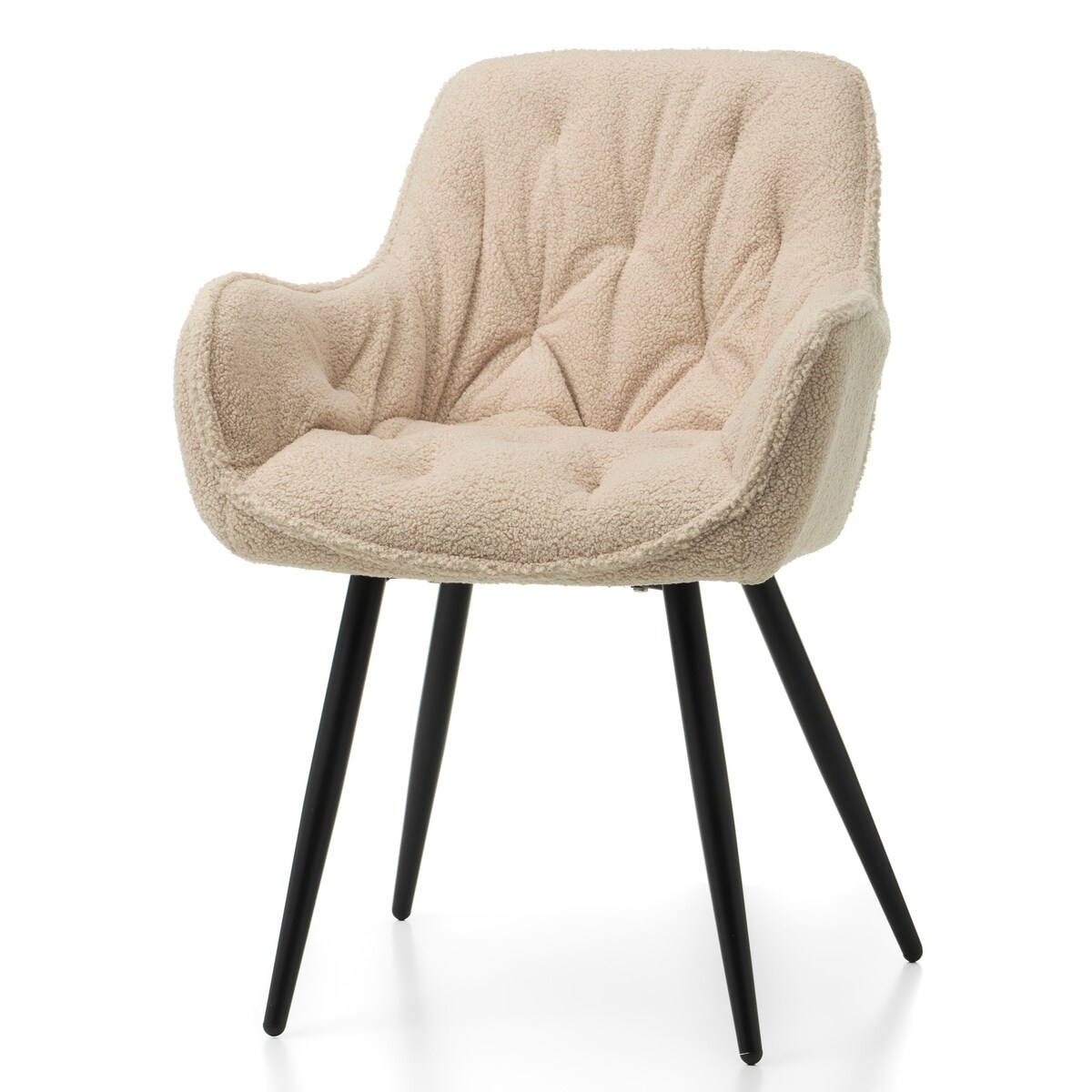 Krzesło tapicerowane pikowane tkanina boucle teddy SIENA beżowa