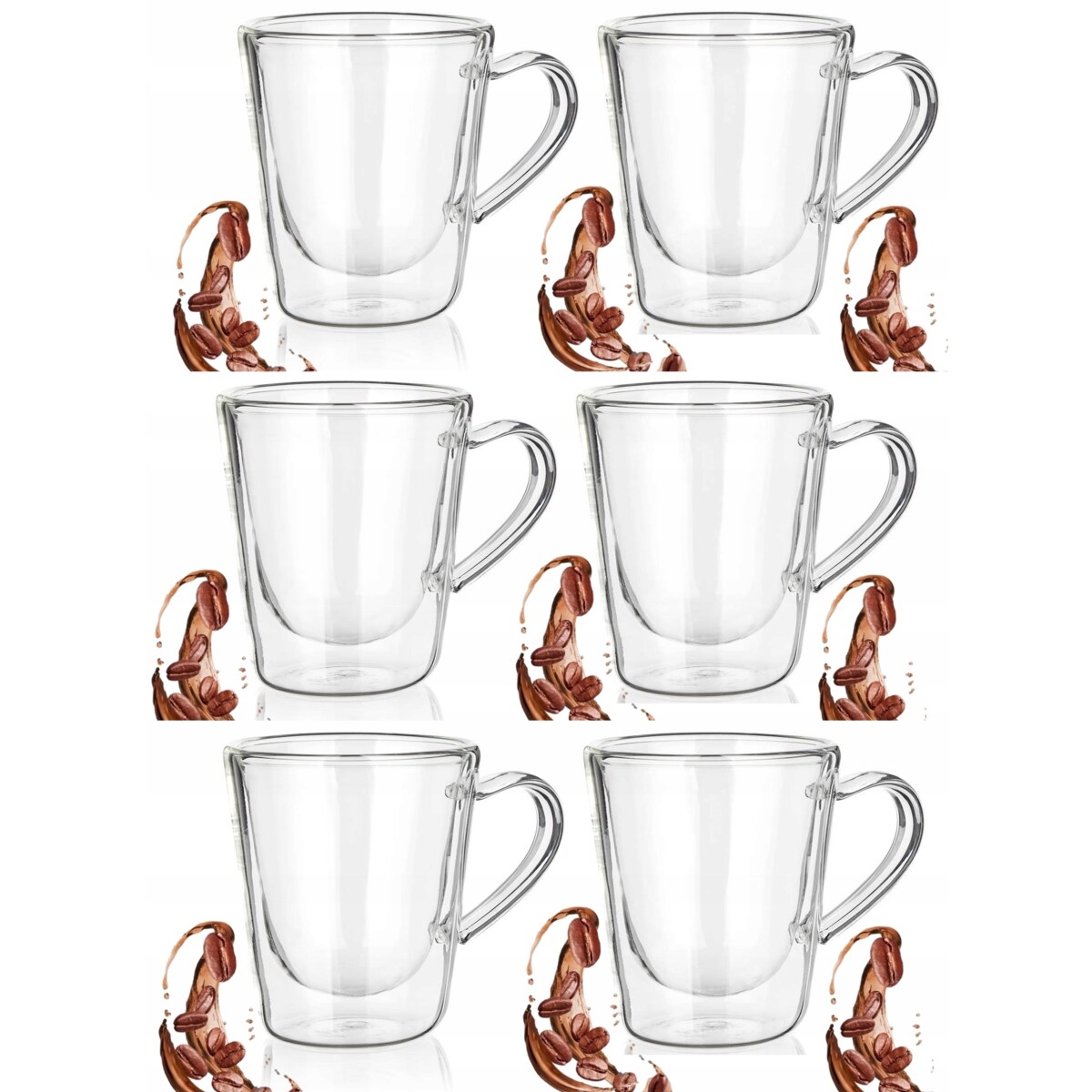 SZKLANKA termiczna 6x 120 ml podwójna ścianka na kawę herbatę espresso