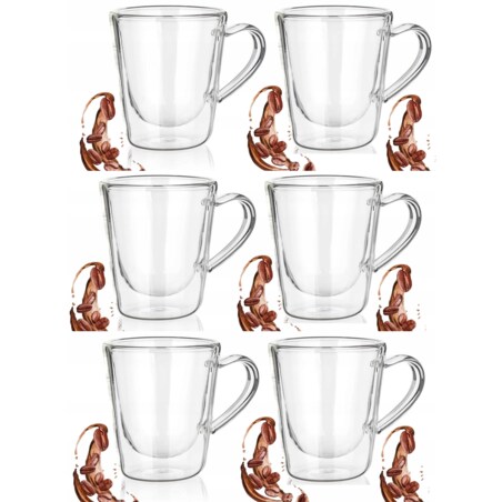 SZKLANKA termiczna 6x 120 ml podwójna ścianka na kawę herbatę espresso