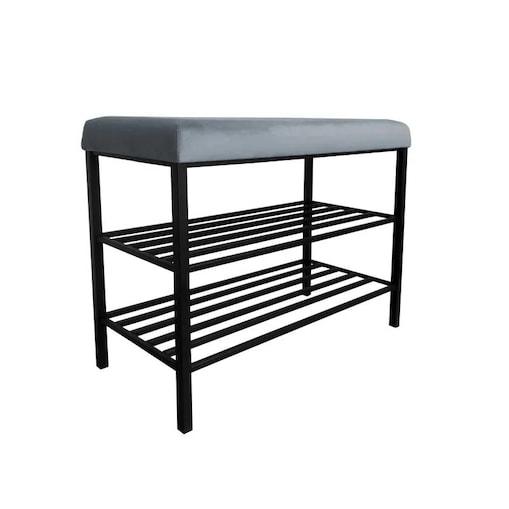 Stojak na buty z siedziskiem GAJA BL06 czarny/szary błękit