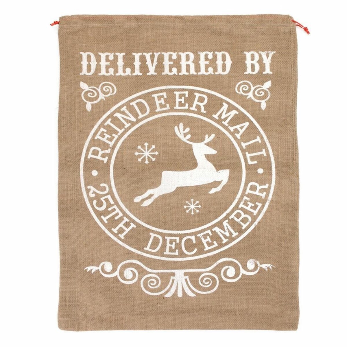 Worek jutowy na prezenty od Świętego Mikołaja, biały