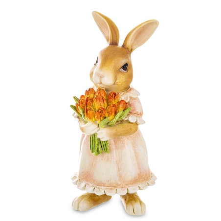 Dekoracja - króliczka z bukietem 19,5x9x9 cm GABI