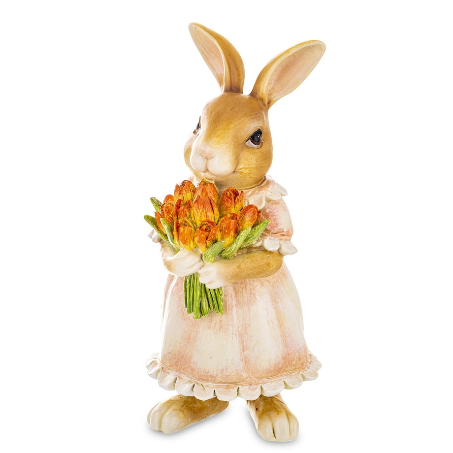Dekoracja - króliczka z bukietem 19,5x9x9 cm GABI
