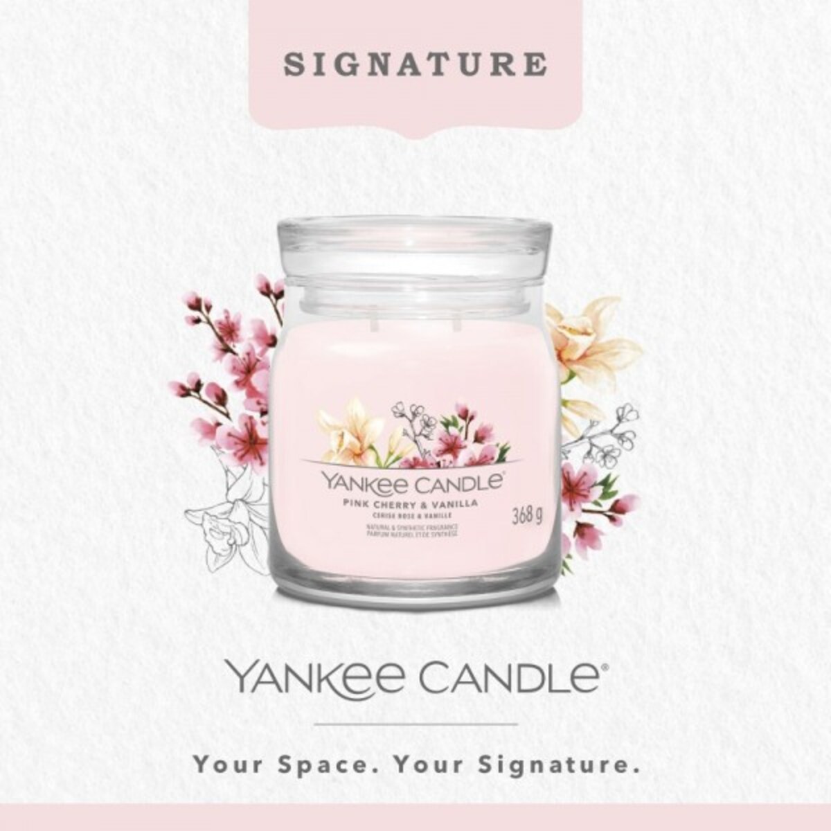 YC SIG.– Świeca średnia PINK CHERRY & VANILLA
