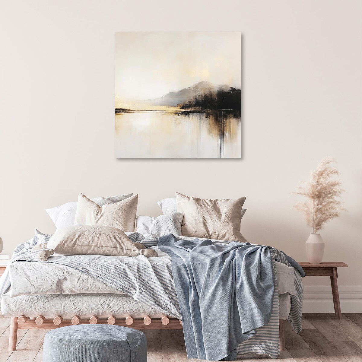 Obraz do salonu nowoczesny Abstrakcja w beżu 60x60